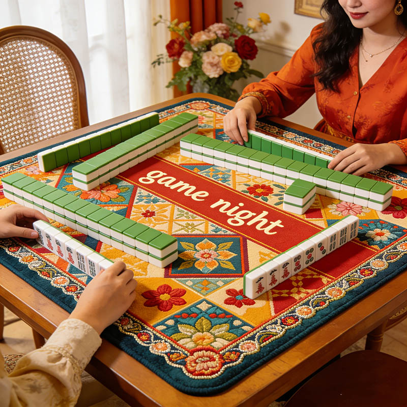 Personalized Retro Game Night Mahjong Mat Game Mat Custom Text Gift Neoprene Game Surface Travel Portable Playing for Game Night Holiday