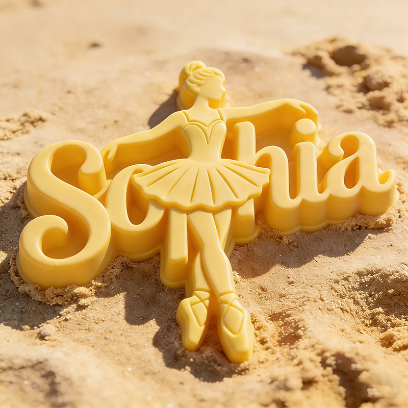 Personalized Multi-color Name 3D Printed Ballet Dancer Sand Mold 2-9 Letters Beach Vacation Essentials Play Birthday Gift for Family Kids