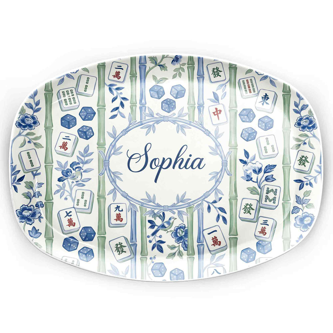 Personalized Mahjong Plate Mahjong and Bamboo Gift for Mahjong Lovers