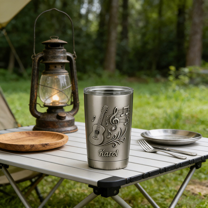 Personalized Guitar Music Stainless Steel Tumbler Custom Name Gift for Guitarists Band Members Music Lovers for Performances Birthdays Holiday Parties