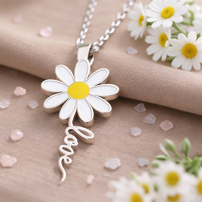 Personalized Dainty Daisy Necklace Custom Name Charming Holiday Gift for Her