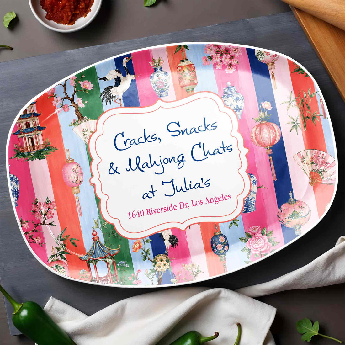 Personalized Mahjong Custom Plate Cracks Snacks & Mahjong Chats Gift For Bestie