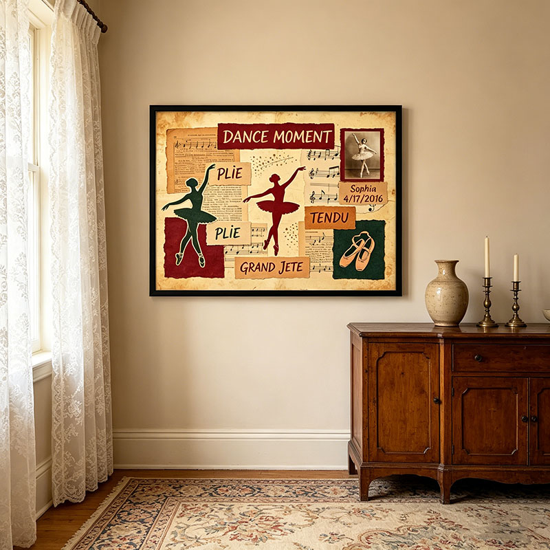 Personalized Retro Dance Moment Posters Wall Art Custom Title and Photo Commemorating Dance Competitions and Performances Gifts for Moms Grandmas Dance Teachers or Dance Studios