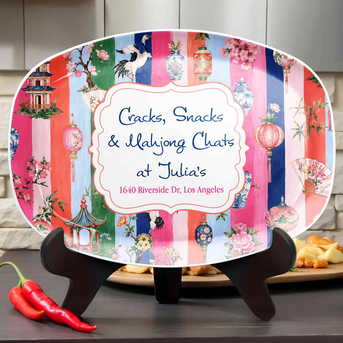 Personalized Mahjong Custom Plate Cracks Snacks & Mahjong Chats Gift For Bestie