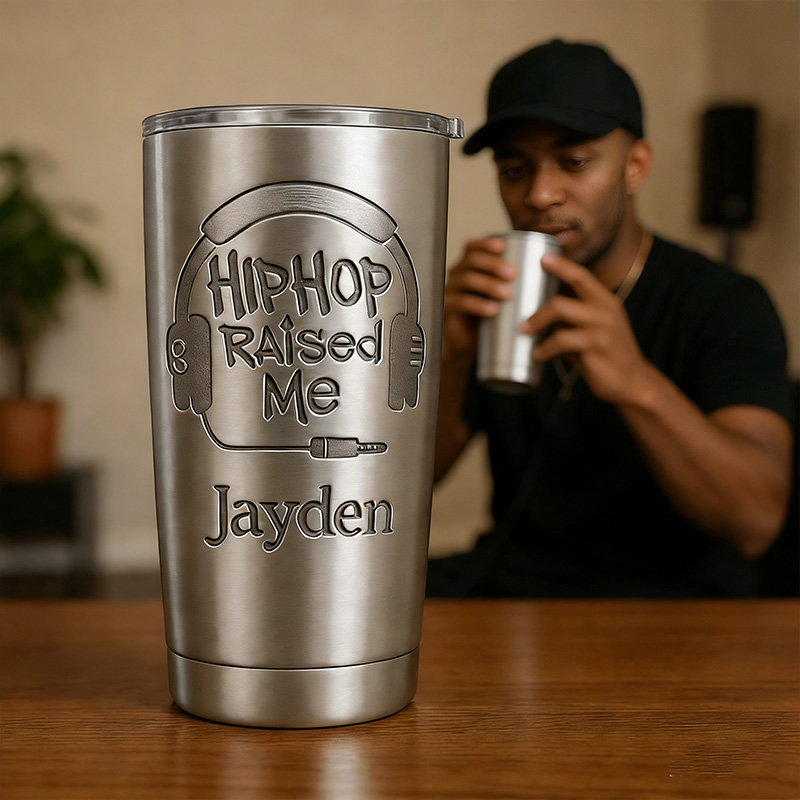 Personalized Hip-Hop Music Headphones Stainless Steel Tumbler Custom Name Gift for DJ Music Lovers for Performances Birthdays Holiday Parties