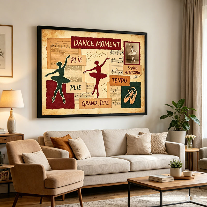 Personalized Retro Dance Moment Posters Wall Art Custom Title and Photo Commemorating Dance Competitions and Performances Gifts for Moms Grandmas Dance Teachers or Dance Studios