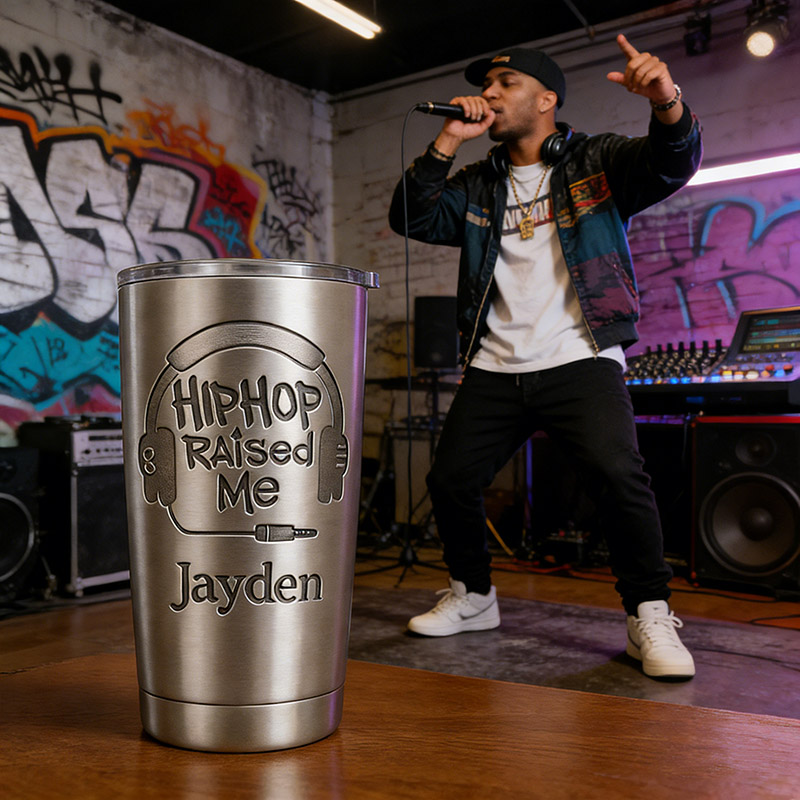 Personalized Hip-Hop Music Headphones Stainless Steel Tumbler Custom Name Gift for DJ Music Lovers for Performances Birthdays Holiday Parties