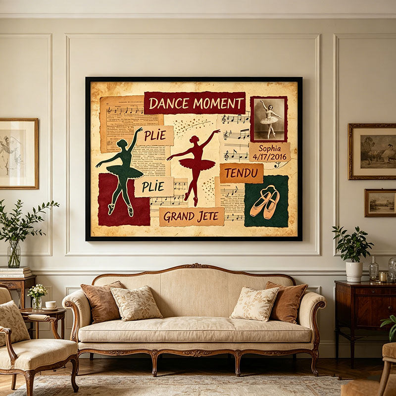 Personalized Retro Dance Moment Posters Wall Art Custom Title and Photo Commemorating Dance Competitions and Performances Gifts for Moms Grandmas Dance Teachers or Dance Studios