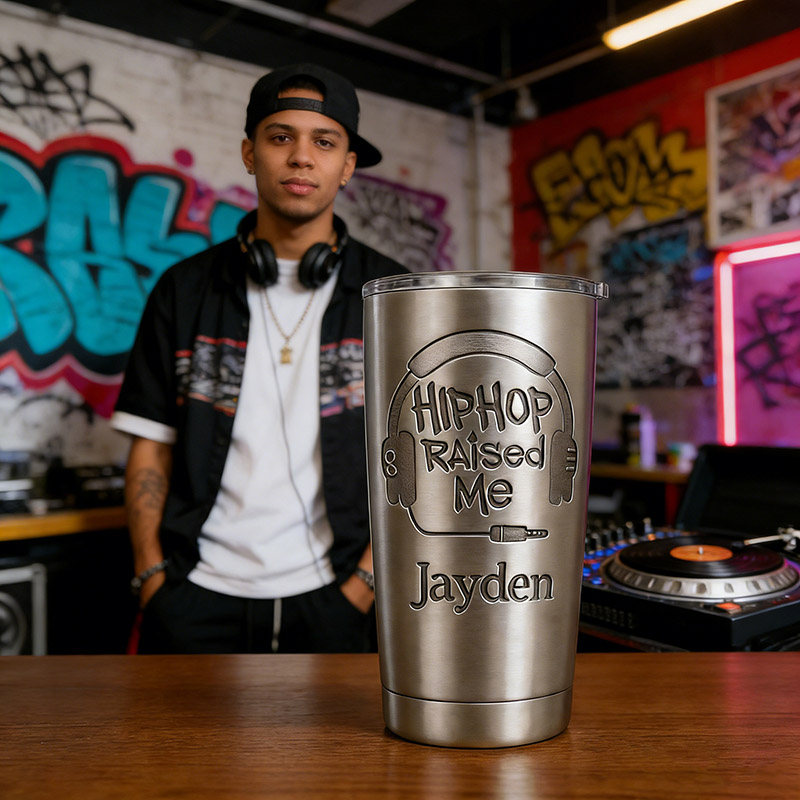 Personalized Hip-Hop Music Headphones Stainless Steel Tumbler Custom Name Gift for DJ Music Lovers for Performances Birthdays Holiday Parties