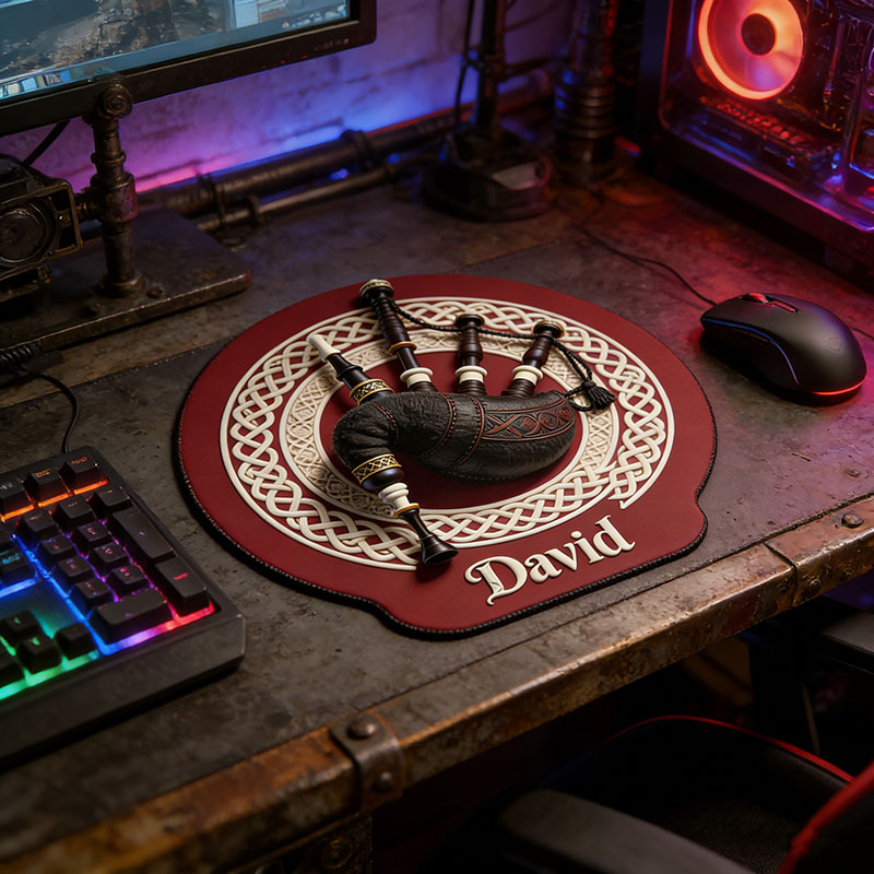 Personalized Bagpipe-Themed Mousepads Custom Work or Gaming Desk Mat Gift for Music Lover for Birthday Holiday