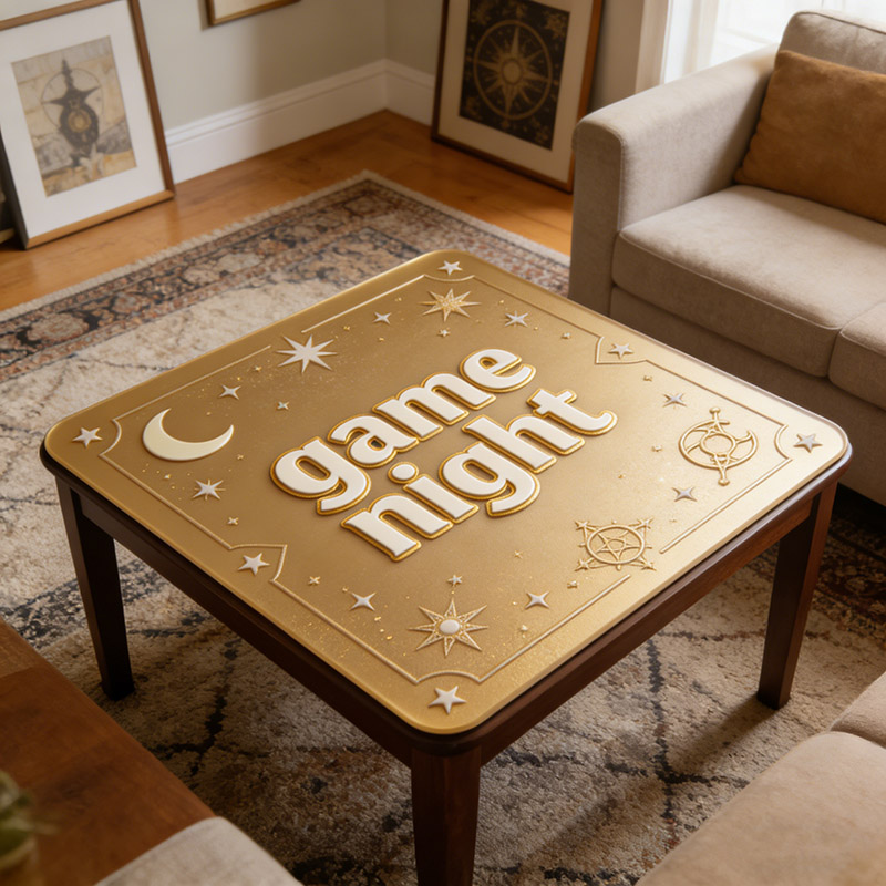 Personalized Star and Moon Magic Mahjong Mat Game Mat Custom Text Gift Neoprene Game Surface Travel Portable Playing for Game Night Holiday