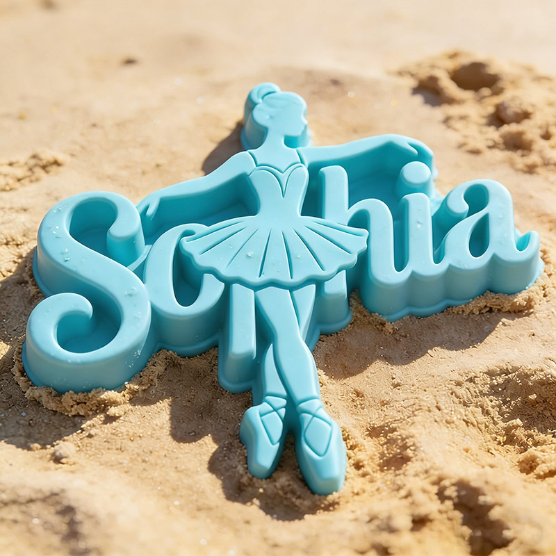 Personalized Multi-color Name 3D Printed Ballet Dancer Sand Mold 2-9 Letters Beach Vacation Essentials Play Birthday Gift for Family Kids