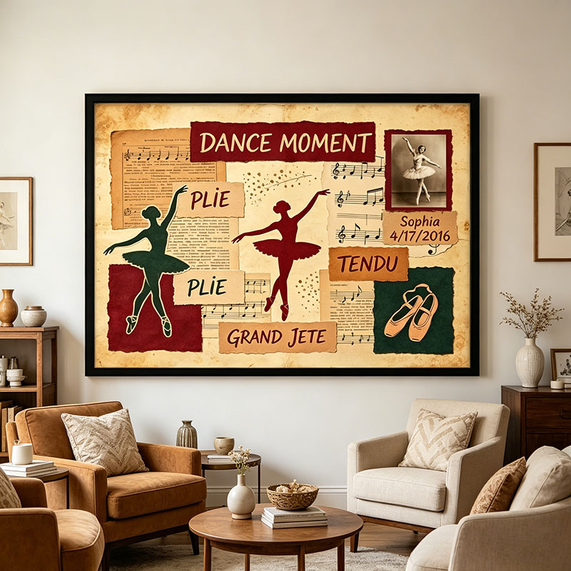 Personalized Retro Dance Moment Posters Wall Art Custom Title and Photo Commemorating Dance Competitions and Performances Gifts for Moms Grandmas Dance Teachers or Dance Studios