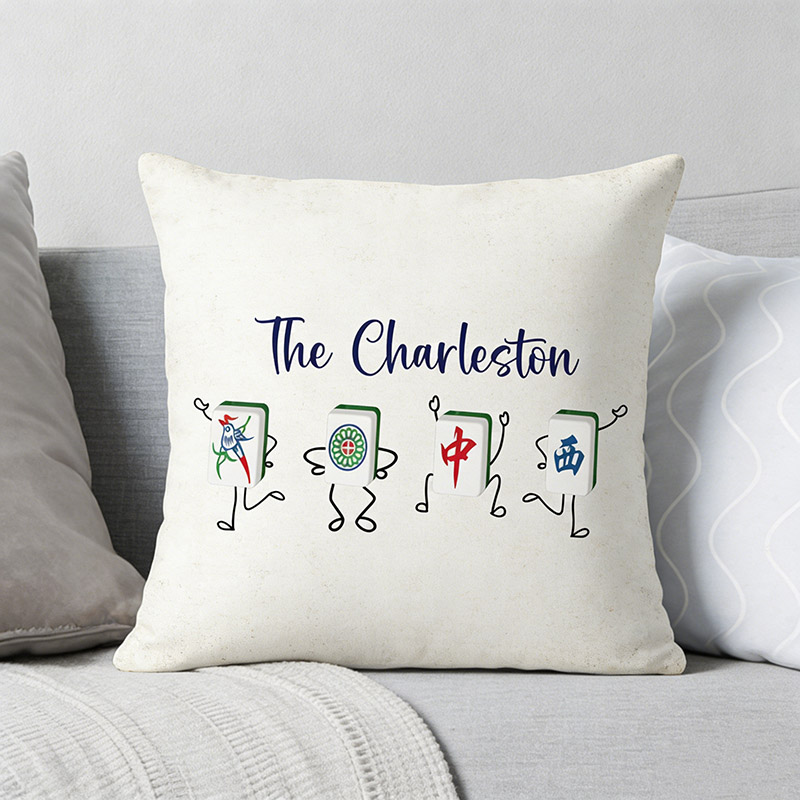 Personalized Charleston Mahjong Throw Pillow Dance Throw Pillow Custom Tiles and Text for Mahjong Lovers for Holiday Party Game Night for Family Friends