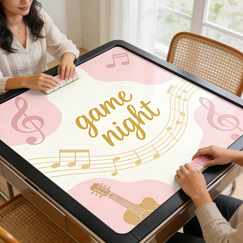 Personalized Game Night Music Mahjong Mat Game Mat Custom Text Gift Neoprene Game Surface Travel Portable Playing for Game Night Holiday