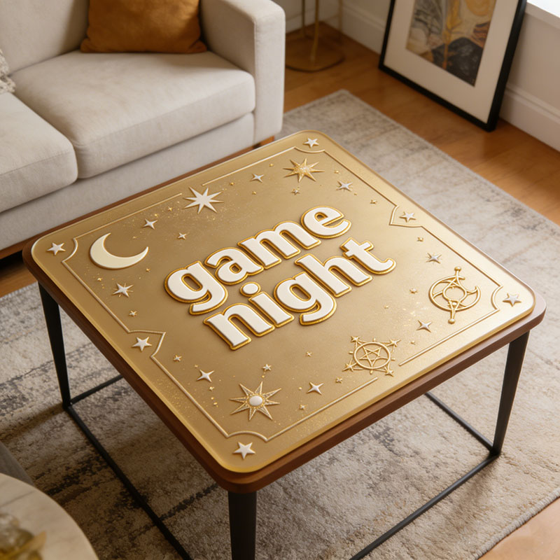 Personalized Star and Moon Magic Mahjong Mat Game Mat Custom Text Gift Neoprene Game Surface Travel Portable Playing for Game Night Holiday