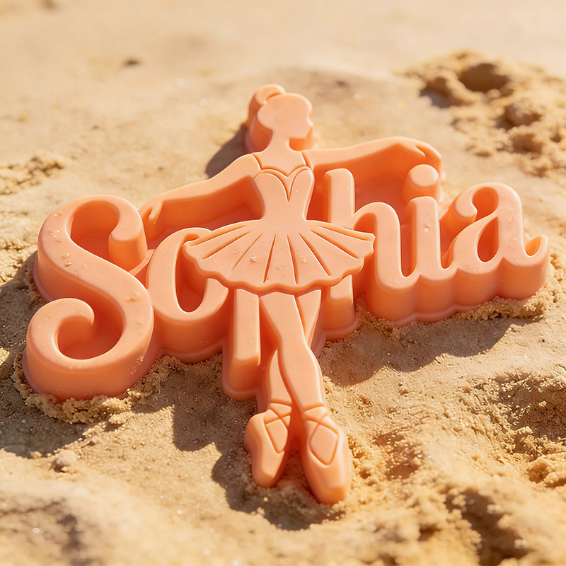 Personalized Multi-color Name 3D Printed Ballet Dancer Sand Mold 2-9 Letters Beach Vacation Essentials Play Birthday Gift for Family Kids