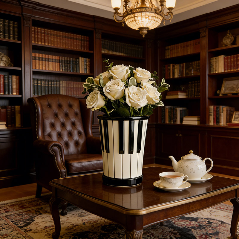 Personalized Piano Vase 3D Printed Piano Key Sculpture Flower Pot Gift for Piano Lovers and Music Enthusiasts