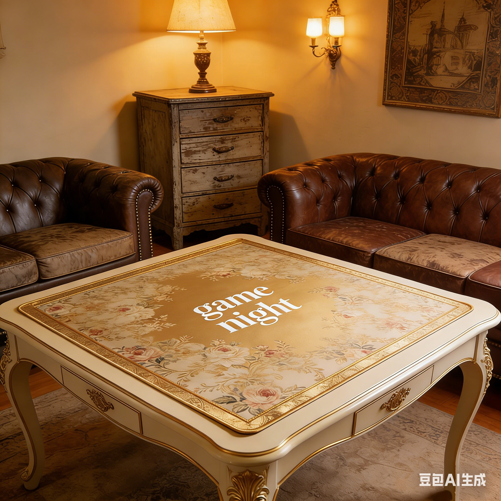 Personalized Golden Game Night Mahjong Mat Game Mat Custom Text Gift Neoprene Game Surface Travel Portable Playing for Game Night Holiday