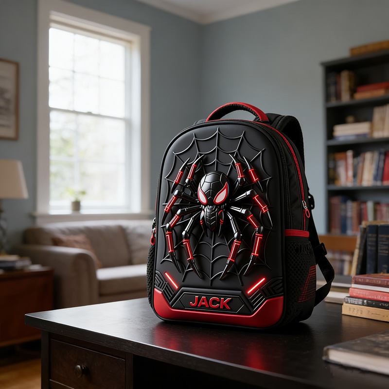 Personalized Cool Spider Theme Backpack Custom Name for Kids Movie Lovers Birthday Black to School Christmas Gift