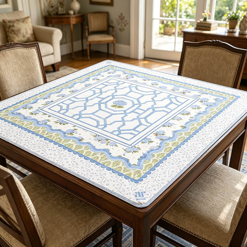 Personalized Hamptons Hydrangea Mahjong Mat Blue & White Mahjong Mat Coastal Mahjong Table Mat Grandmillennial Mahjong Decor House of Hydrangea for Mahjong Players