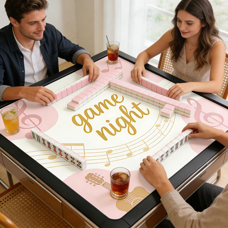 Personalized Game Night Music Mahjong Mat Game Mat Custom Text Gift Neoprene Game Surface Travel Portable Playing for Game Night Holiday