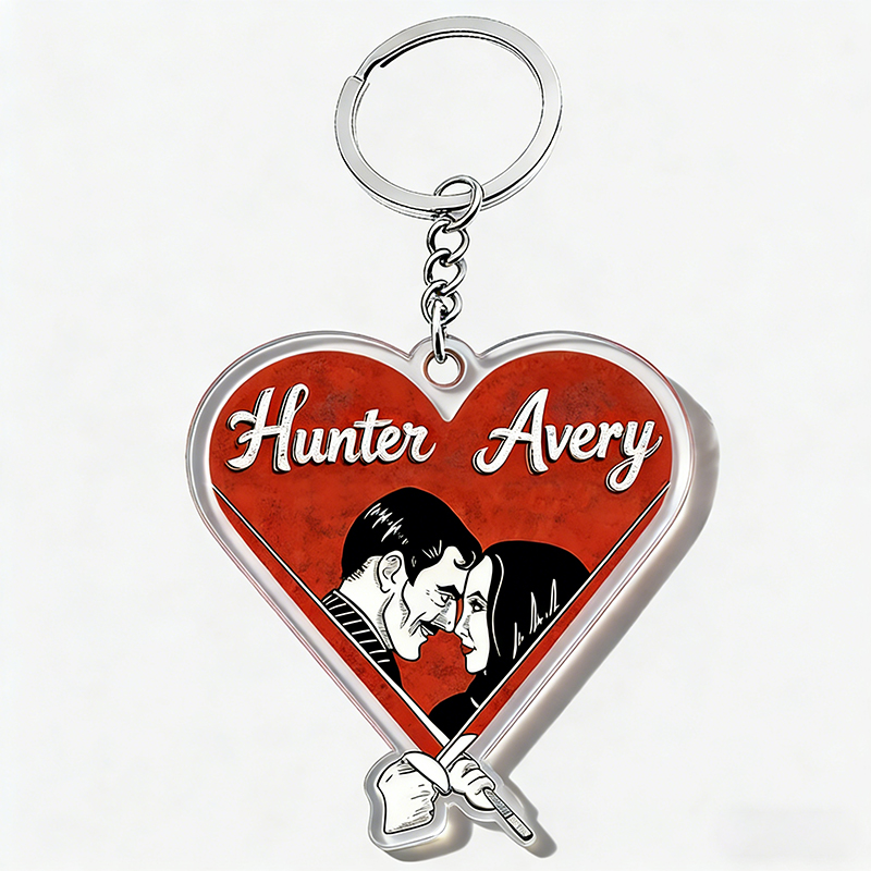 Personalized Love Gaze Keychain Custom Photo Engraved Keychain Cherished Gift for Lovers