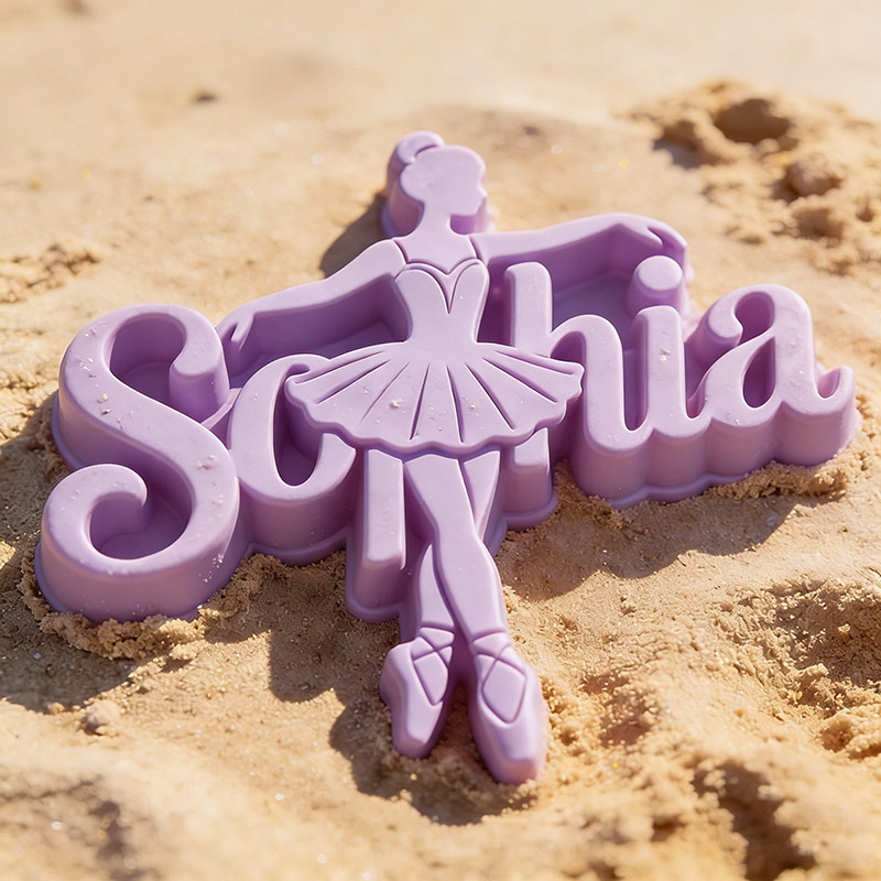 Personalized Multi-color Name 3D Printed Ballet Dancer Sand Mold 2-9 Letters Beach Vacation Essentials Play Birthday Gift for Family Kids