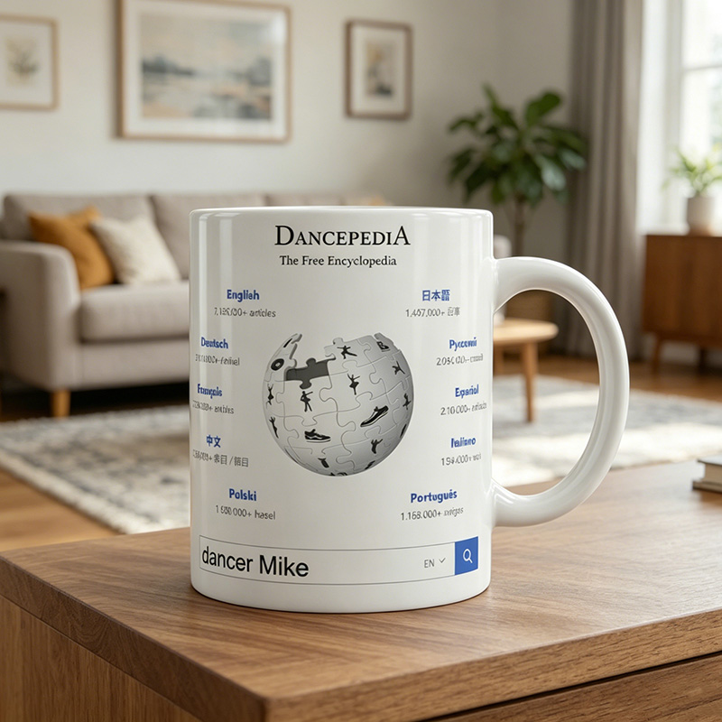 Personalized Wikipedia Dancepedia mug Custom with Text Gift for Dancers for Him Her