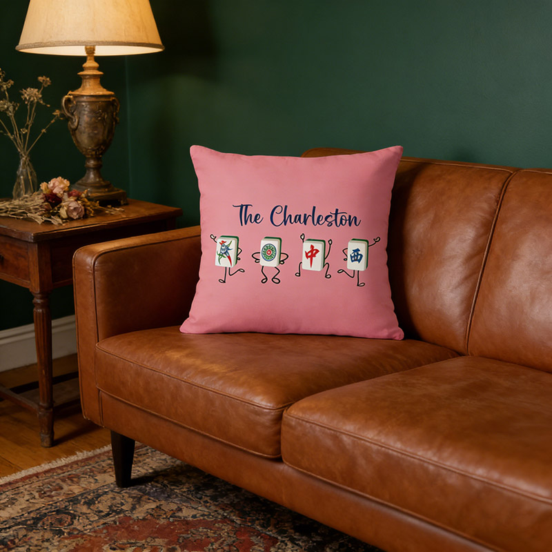Personalized Charleston Mahjong Throw Pillow Dance Throw Pillow Custom Tiles and Text for Mahjong Lovers for Holiday Party Game Night for Family Friends