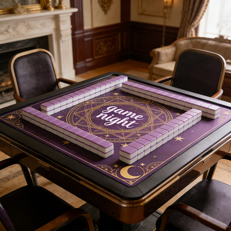 Personalized Magic Game Night Mahjong Mat Custom Title Mahjong Mat Neoprene Game Surface Travel Portable Playing