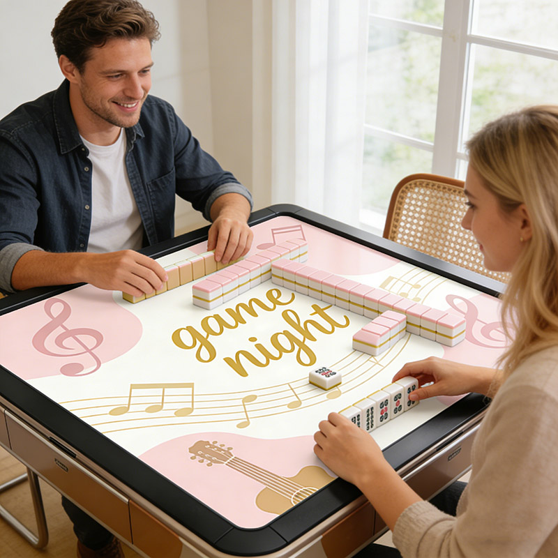 Personalized Game Night Music Mahjong Mat Game Mat Custom Text Gift Neoprene Game Surface Travel Portable Playing for Game Night Holiday
