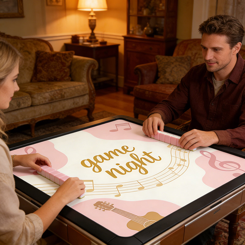 Personalized Game Night Music Mahjong Mat Game Mat Custom Text Gift Neoprene Game Surface Travel Portable Playing for Game Night Holiday