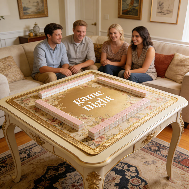 Personalized Game Night Mahjong Mat Game Mat Custom Text Gift Neoprene Game Surface Travel Portable Playing for Game Night Holiday