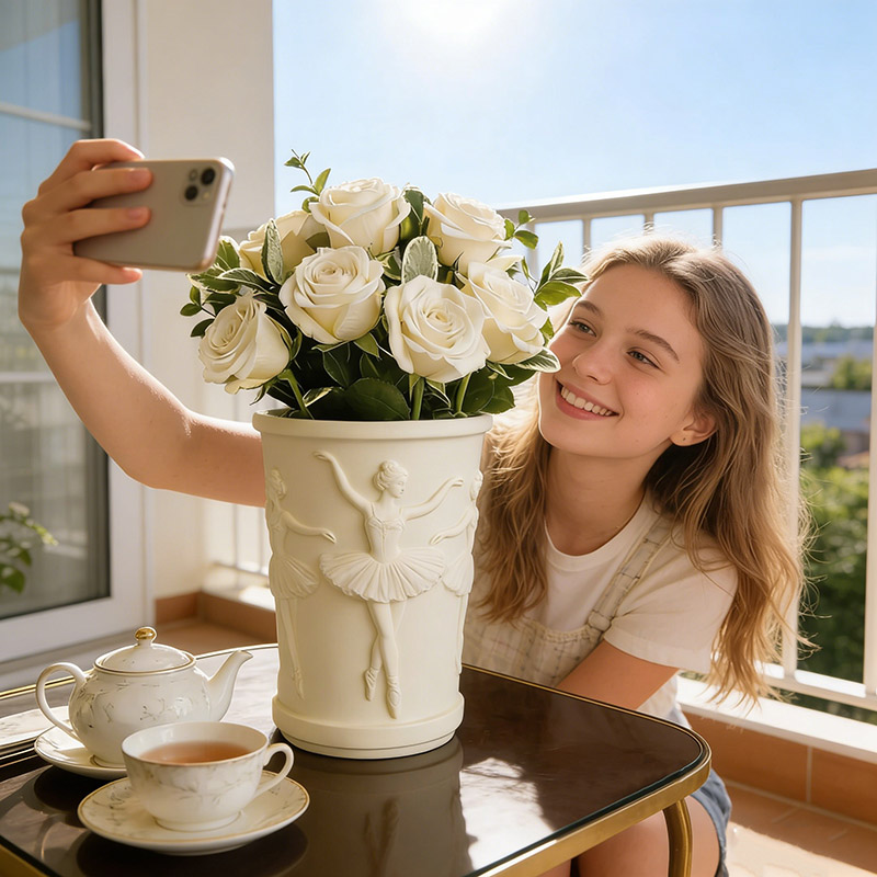 Personalized Multi-Color Ballerina Vase 3D Printed Ballet Dancer Sculpture Flower Pot Gift for Ballet Enthusiasts
