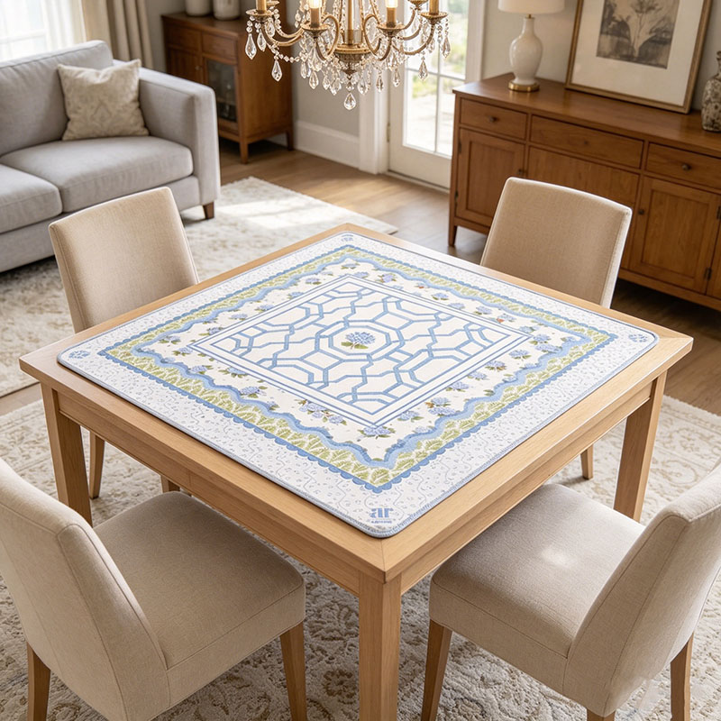 Personalized Hamptons Hydrangea Mahjong Mat Blue & White Mahjong Mat Coastal Mahjong Table Mat Grandmillennial Mahjong Decor House of Hydrangea for Mahjong Players