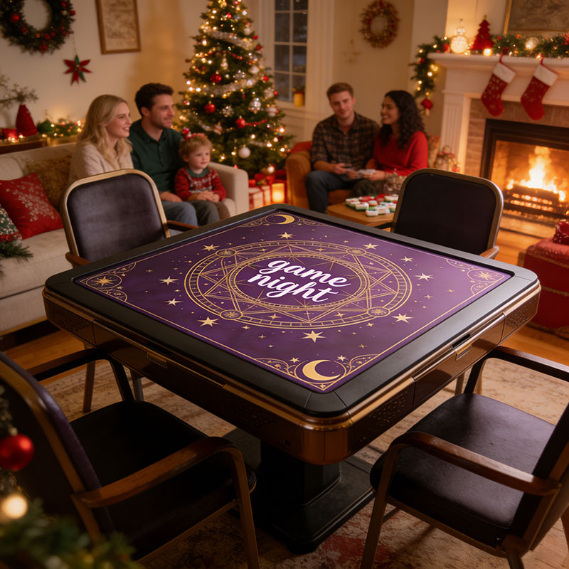 Personalized Magic Game Night Mahjong Mat Custom Title Mahjong Mat Neoprene Game Surface Travel Portable Playing