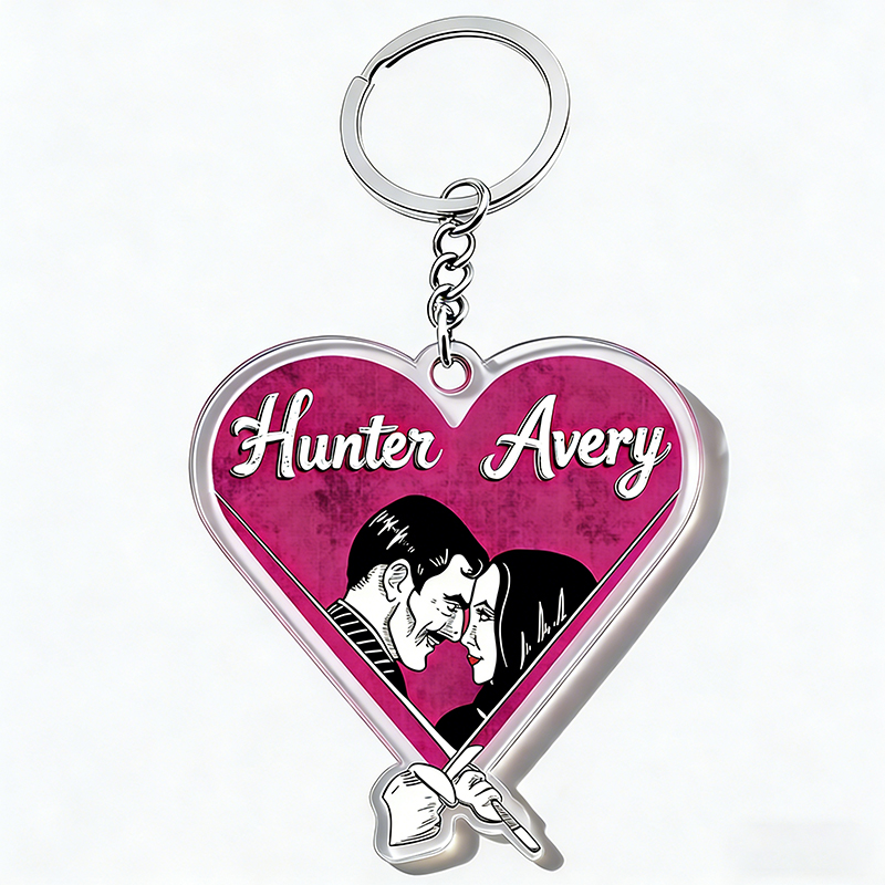 Personalized Love Gaze Keychain Custom Photo Engraved Keychain Cherished Gift for Lovers