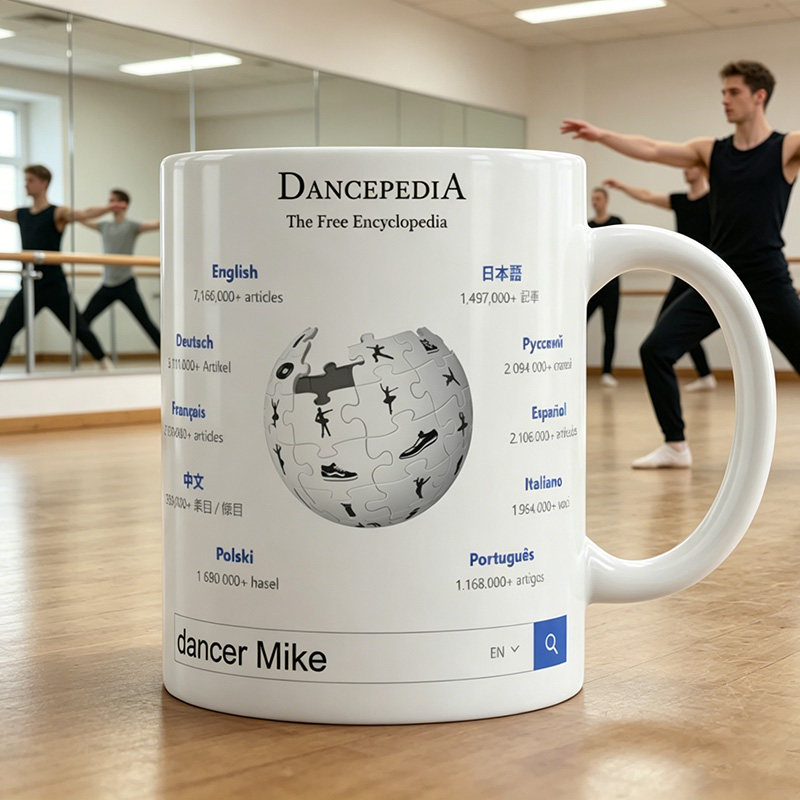 Personalized Wikipedia Dancepedia mug Custom with Text Gift for Dancers for Him Her