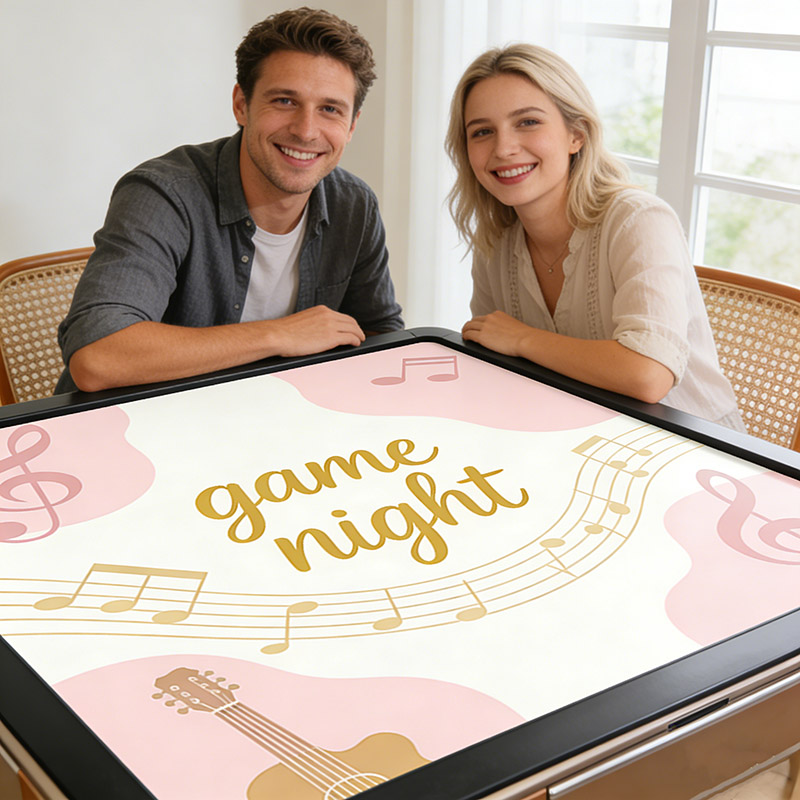 Personalized Game Night Music Mahjong Mat Game Mat Custom Text Gift Neoprene Game Surface Travel Portable Playing for Game Night Holiday