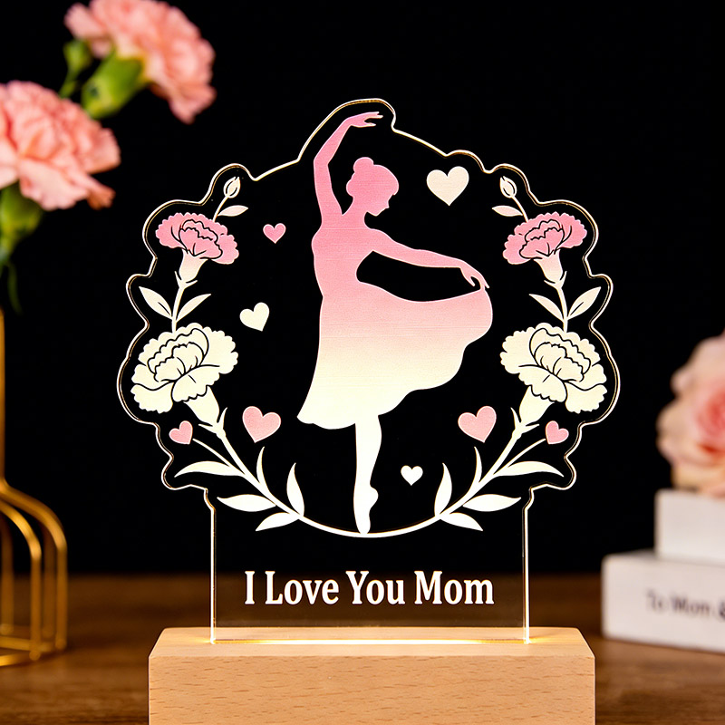 Personalized Mother's Day LED Night Light Custom Text for Mom for Dancers for Birthday Performance Mother Day