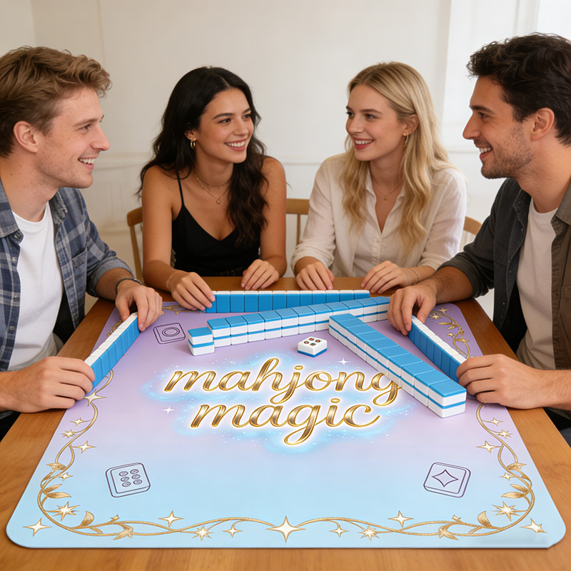 Personalized Mahjong Magic Mahjong Mat Custom Title Mahjong Mat Neoprene Game Surface Travel Portable Playing for Game Night