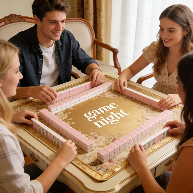 Personalized Game Night Mahjong Mat Game Mat Custom Text Gift Neoprene Game Surface Travel Portable Playing for Game Night Holiday