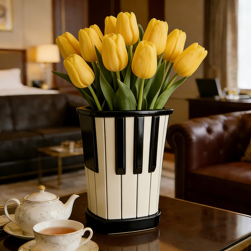 Personalized Piano Vase 3D Printed Piano Key Sculpture Flower Pot Gift for Piano Lovers and Music Enthusiasts