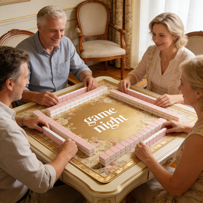 Personalized Game Night Mahjong Mat Game Mat Custom Text Gift Neoprene Game Surface Travel Portable Playing for Game Night Holiday