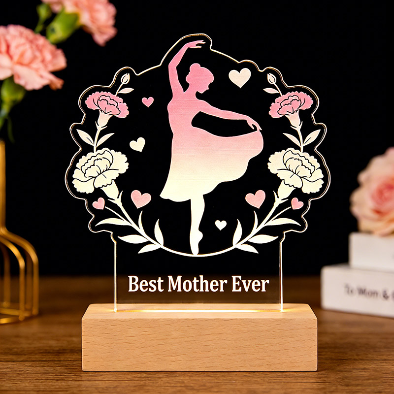 Personalized Mother's Day LED Night Light Custom Text for Mom for Dancers for Birthday Performance Mother Day