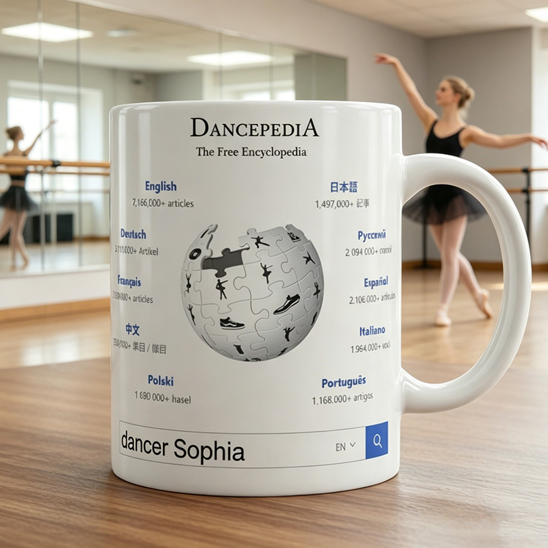 Personalized Wikipedia Dancepedia mug Custom with Text Gift for Dancers for Him Her