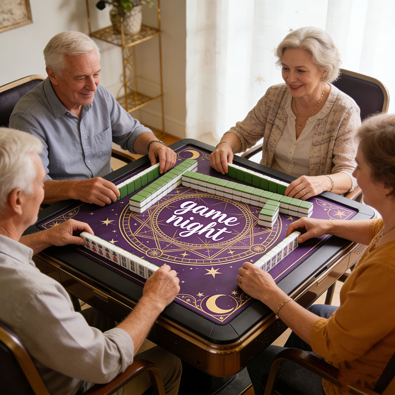 Personalized Magic Game Night Mahjong Mat Custom Title Mahjong Mat Neoprene Game Surface Travel Portable Playing