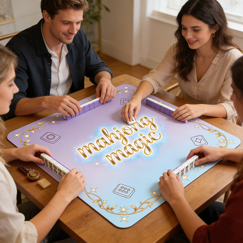 Personalized Mahjong Magic Mahjong Mat Custom Title Mahjong Mat Neoprene Game Surface Travel Portable Playing for Game Night