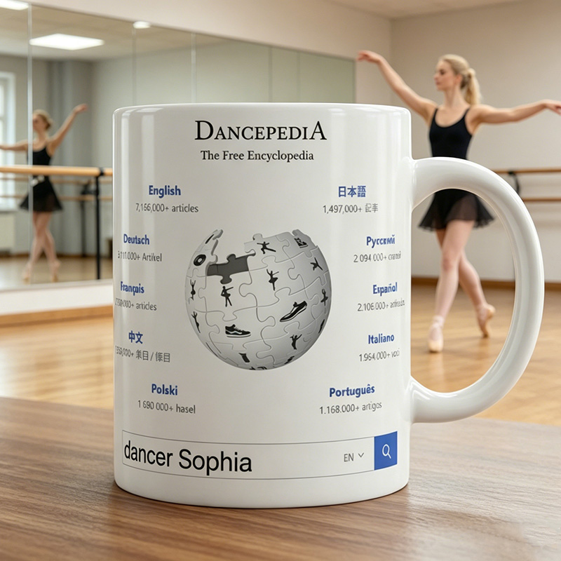 Personalized Wikipedia Dancepedia mug Custom with Text Gift for Dancers for Him Her